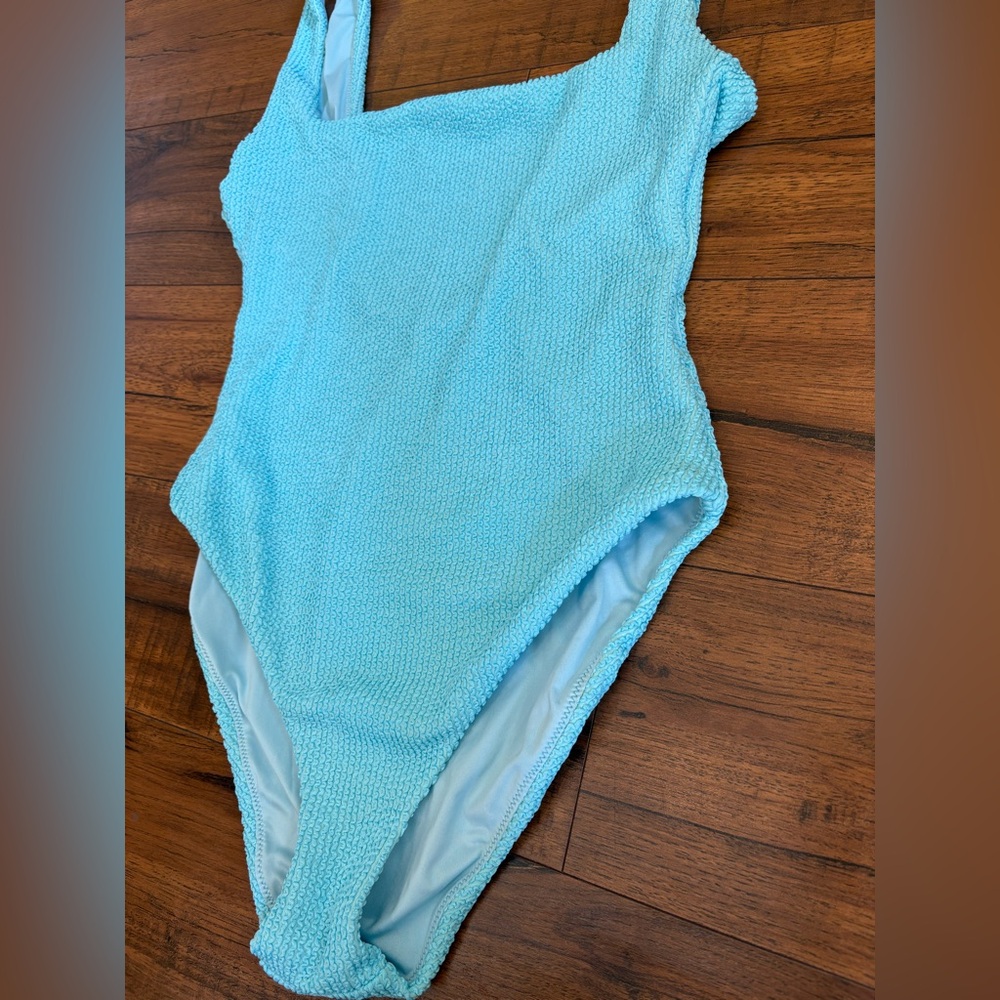 Show Me Your MuMu Light Blue Textured One-Piece Swimsuit